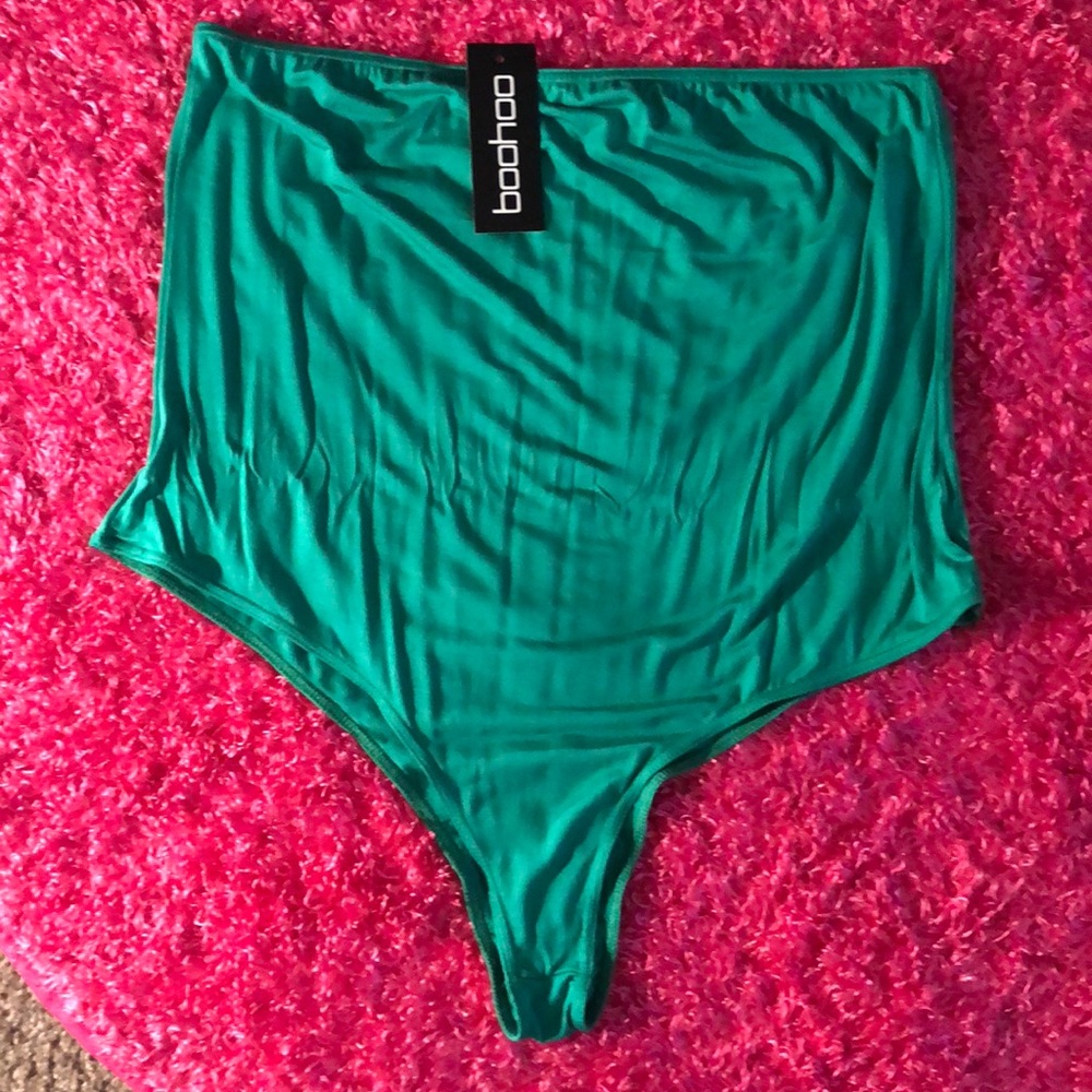 Halter top body suit. Green and White